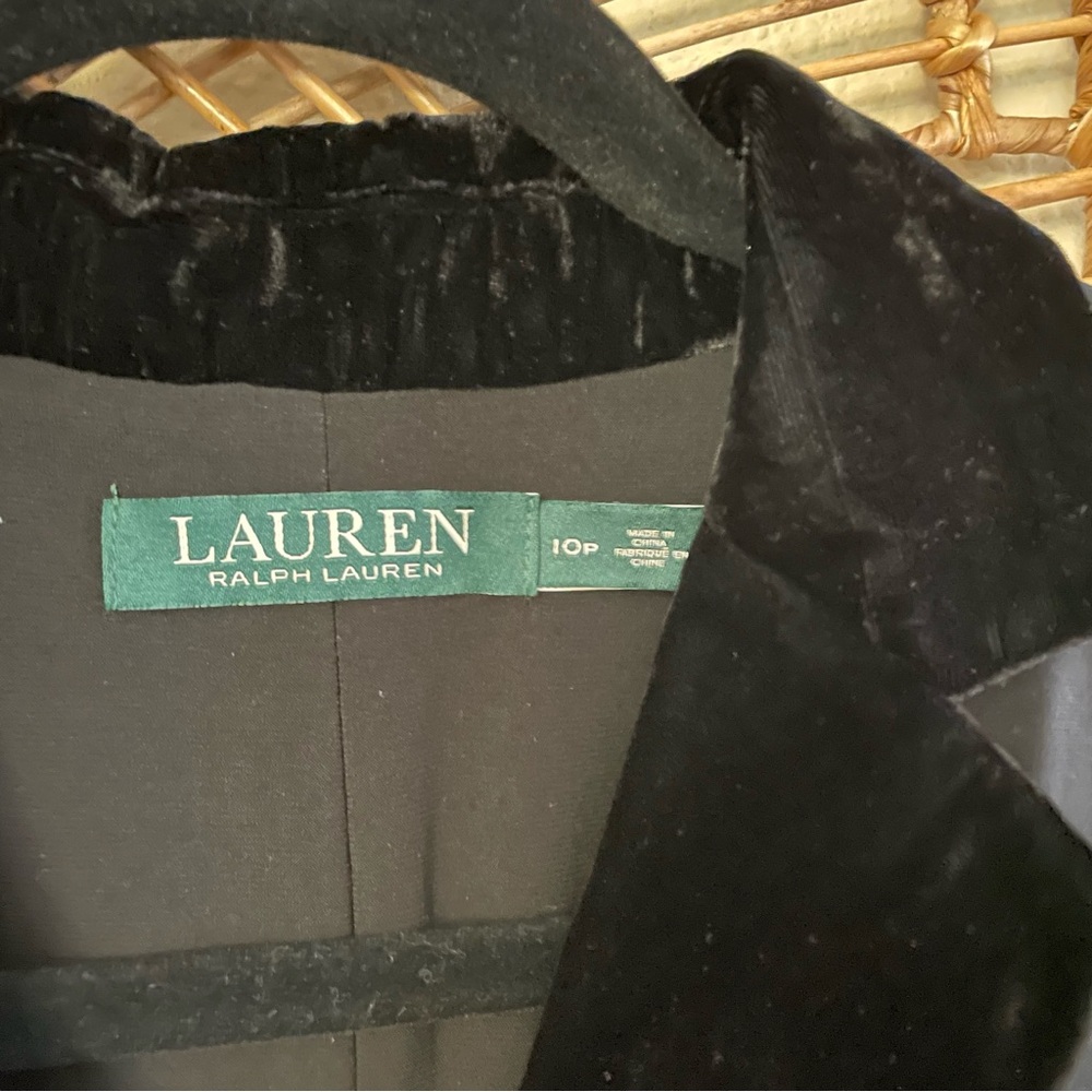 Lauren Ralph Lauren Tuxedo Dress Black Velvet Lapel Stretch Women's Sz 10P B32 - Picture 7 of 16